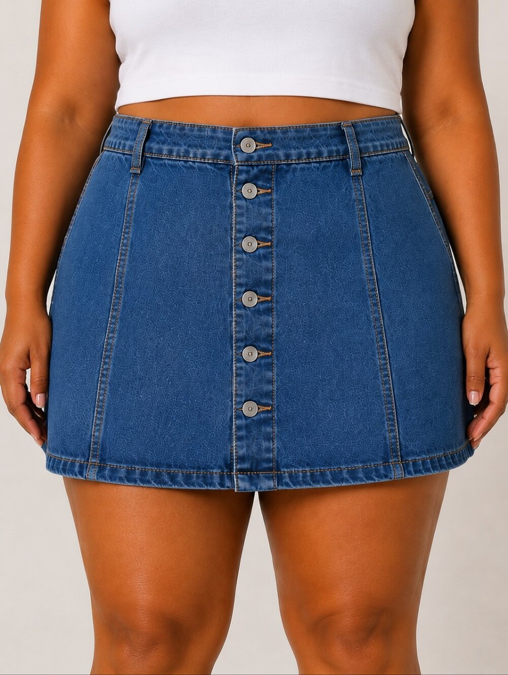 Style & Co. Blue Button-Down Mini Denim Skirt Sz 22W - NWT